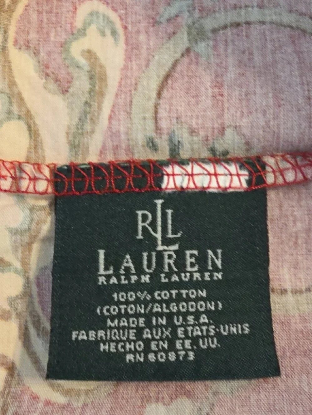 Lauren Ralph Lauren Vintage Red Floral Ruffled Twin Flat Fitted 2 Pillowcases